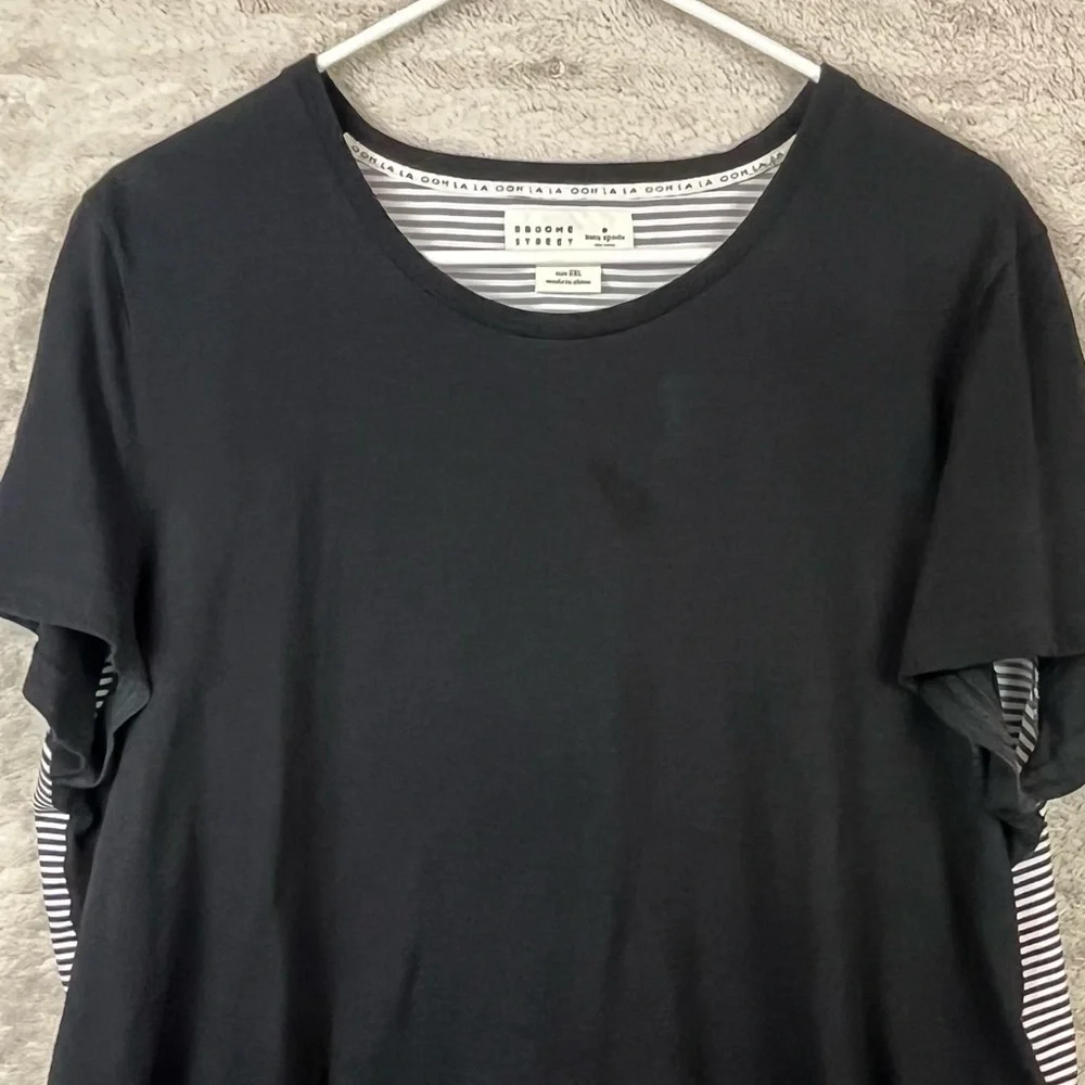 KATE SPADE BROOME STREET Womens Navy Blue Peplum Top Ooh La La Size 2XL